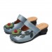 Hollow Out Casual Slip On Leather Wedge Sandals Hollow Out Casual Slip On Leather Wedge Sandals