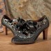 SOCOFY Genuine Leather Serpentine Hollow Out Lace Up Pumps SOCOFY Genuine Leather Serpentine Hollow Out Lace Up Pumps