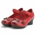 SOCOFY Retro Flower Pattern Leather Mid Heel Hook Loop Pumps SOCOFY Retro Flower Pattern Leather Mid Heel Hook Loop Pumps