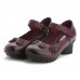 SOCOFY Retro Flower Pattern Leather Mid Heel Hook Loop Pumps SOCOFY Retro Flower Pattern Leather Mid Heel Hook Loop Pumps