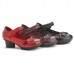 SOCOFY Retro Flower Pattern Leather Mid Heel Hook Loop Pumps SOCOFY Retro Flower Pattern Leather Mid Heel Hook Loop Pumps