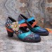 SOCOFY Stitching Bohemian Pattern Hook Loop Pumps