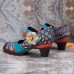 SOCOFY Stitching Bohemian Pattern Hook Loop Pumps