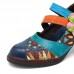 SOCOFY Stitching Bohemian Pattern Hook Loop Pumps