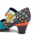 SOCOFY Stitching Bohemian Pattern Hook Loop Pumps