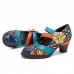 SOCOFY Stitching Bohemian Pattern Hook Loop Pumps