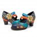 SOCOFY Stitching Bohemian Pattern Hook Loop Pumps