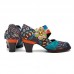 SOCOFY Stitching Bohemian Pattern Hook Loop Pumps