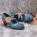 SOCOFY Stitching Bohemian Pattern Hook Loop Pumps
