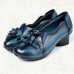 SOCOFY Large Size Floral Decoration Pure Color Mid Heel Retro Pumps SOCOFY Large Size Floral Decoration Pure Color Mid Heel Retro Pumps