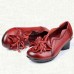 SOCOFY Large Size Floral Decoration Pure Color Mid Heel Retro Pumps SOCOFY Large Size Floral Decoration Pure Color Mid Heel Retro Pumps