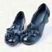SOCOFY Large Size Floral Decoration Pure Color Mid Heel Retro Pumps SOCOFY Large Size Floral Decoration Pure Color Mid Heel Retro Pumps