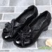 SOCOFY Large Size Floral Decoration Pure Color Mid Heel Retro Pumps SOCOFY Large Size Floral Decoration Pure Color Mid Heel Retro Pumps