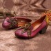 SOCOFY  Floral Decoration Mid Heel Ankle Boots Retro Pumps