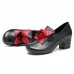 SOCOFY Retro Handmade Rose Pattern Leather Ankle Boots