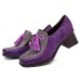 SOCOFY Folkways Fringe Splicing Zipper Casual Pumps
