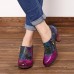 SOCOFY Retro Splicing Pattern Zipper Pumps Leather Ankle Boots SOCOFY Retro Splicing Pattern Zipper Pumps Leather Ankle Boots