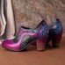 SOCOFY Retro Splicing Pattern Zipper Pumps Leather Ankle Boots SOCOFY Retro Splicing Pattern Zipper Pumps Leather Ankle Boots