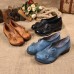 SOCOFY Handmade Floral Decoration Mid Heel Folkways Retro Shoes SOCOFY Handmade Floral Decoration Mid Heel Folkways Retro Shoes