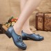 SOCOFY Handmade Floral Decoration Mid Heel Folkways Retro Shoes SOCOFY Handmade Floral Decoration Mid Heel Folkways Retro Shoes