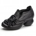 SOCOFY Retro Genuine Leather Slip On Flower Casual Shoe Pumps SOCOFY Retro Genuine Leather Slip On Flower Casual Shoe Pumps