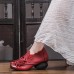 SOCOFY Retro Genuine Leather Slip On Flower Casual Shoe Pumps SOCOFY Retro Genuine Leather Slip On Flower Casual Shoe Pumps