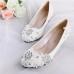 White Floral Lace Shiny Crystal High Heels Wedding Shoes White Floral Lace Shiny Crystal High Heels Wedding Shoes