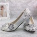 White Floral Lace Shiny Crystal High Heels Wedding Shoes White Floral Lace Shiny Crystal High Heels Wedding Shoes