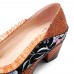 SOCOFY Genuine Leather Splicing Lace Slip On Pumps SOCOFY Genuine Leather Splicing Lace Slip On Pumps
