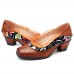SOCOFY Genuine Leather Splicing Lace Slip On Pumps SOCOFY Genuine Leather Splicing Lace Slip On Pumps