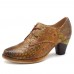 SOCOFY Handmade Embossed Pattern Genuine Leather Pumps SOCOFY Handmade Embossed Pattern Genuine Leather Pumps