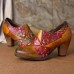SOCOFY Handmade Printing Pattern Leather Zipper Chunky Heel Pumps SOCOFY Handmade Printing Pattern Leather Zipper Chunky Heel Pumps