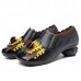 SOCOFY Retro Spilicing Pattern Low Heel Leather Shoes SOCOFY Retro Spilicing Pattern Low Heel Leather Shoes