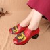 SOCOFY Retro Spilicing Pattern Low Heel Leather Shoes SOCOFY Retro Spilicing Pattern Low Heel Leather Shoes