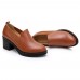 Women Casual Stitching Genuine Leather Chunky Heel Pumps Women Casual Stitching Genuine Leather Chunky Heel Pumps
