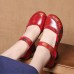 SOCOFY Printing Hook Loop Mid Heel Round Toe Retro Casual Shoes SOCOFY Printing Hook Loop Mid Heel Round Toe Retro Casual Shoes