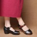 SOCOFY Printing Hook Loop Mid Heel Round Toe Retro Casual Shoes SOCOFY Printing Hook Loop Mid Heel Round Toe Retro Casual Shoes