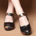 SOCOFY Printing Hook Loop Mid Heel Round Toe Retro Casual Shoes SOCOFY Printing Hook Loop Mid Heel Round Toe Retro Casual Shoes
