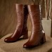 LOSTISY Women Casual Round Toe Square Heel Zipper Mid Calf Boots LOSTISY Women Casual Round Toe Square Heel Zipper Mid Calf Boots