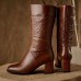 LOSTISY Women Casual Round Toe Square Heel Zipper Mid Calf Boots LOSTISY Women Casual Round Toe Square Heel Zipper Mid Calf Boots
