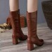 LOSTISY Women Casual Round Toe Square Heel Zipper Mid Calf Boots LOSTISY Women Casual Round Toe Square Heel Zipper Mid Calf Boots