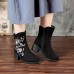 Old Peking Embroidery Pattern Zipper Keep Warm Ankle Boots Old Peking Embroidery Pattern Zipper Keep Warm Ankle Boots