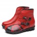 SOCOFY Casual Floral Pattern Genuine Leather Ankle Boots SOCOFY Casual Floral Pattern Genuine Leather Ankle Boots
