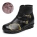 SOCOFY Casual Floral Pattern Genuine Leather Ankle Boots SOCOFY Casual Floral Pattern Genuine Leather Ankle Boots