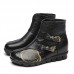 SOCOFY Casual Floral Pattern Genuine Leather Ankle Boots SOCOFY Casual Floral Pattern Genuine Leather Ankle Boots