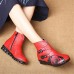SOCOFY Casual Floral Pattern Genuine Leather Ankle Boots SOCOFY Casual Floral Pattern Genuine Leather Ankle Boots