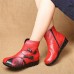 SOCOFY Casual Floral Pattern Genuine Leather Ankle Boots SOCOFY Casual Floral Pattern Genuine Leather Ankle Boots