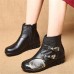 SOCOFY Casual Floral Pattern Genuine Leather Ankle Boots SOCOFY Casual Floral Pattern Genuine Leather Ankle Boots