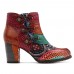 SOCOFY Splicing Pattern Button Zipper Ankle Leather Boots SOCOFY Splicing Pattern Button Zipper Ankle Leather Boots