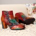 SOCOFY Splicing Pattern Button Zipper Ankle Leather Boots SOCOFY Splicing Pattern Button Zipper Ankle Leather Boots